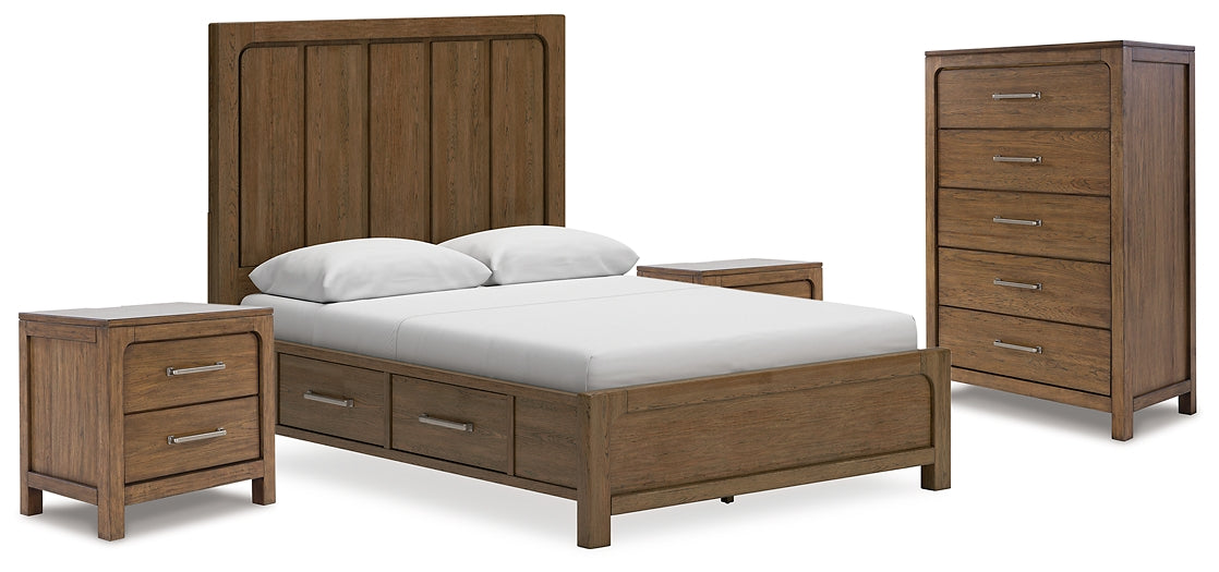 Cabalynn Queen Panel Storage Bed with Chest and 2 Nightstands